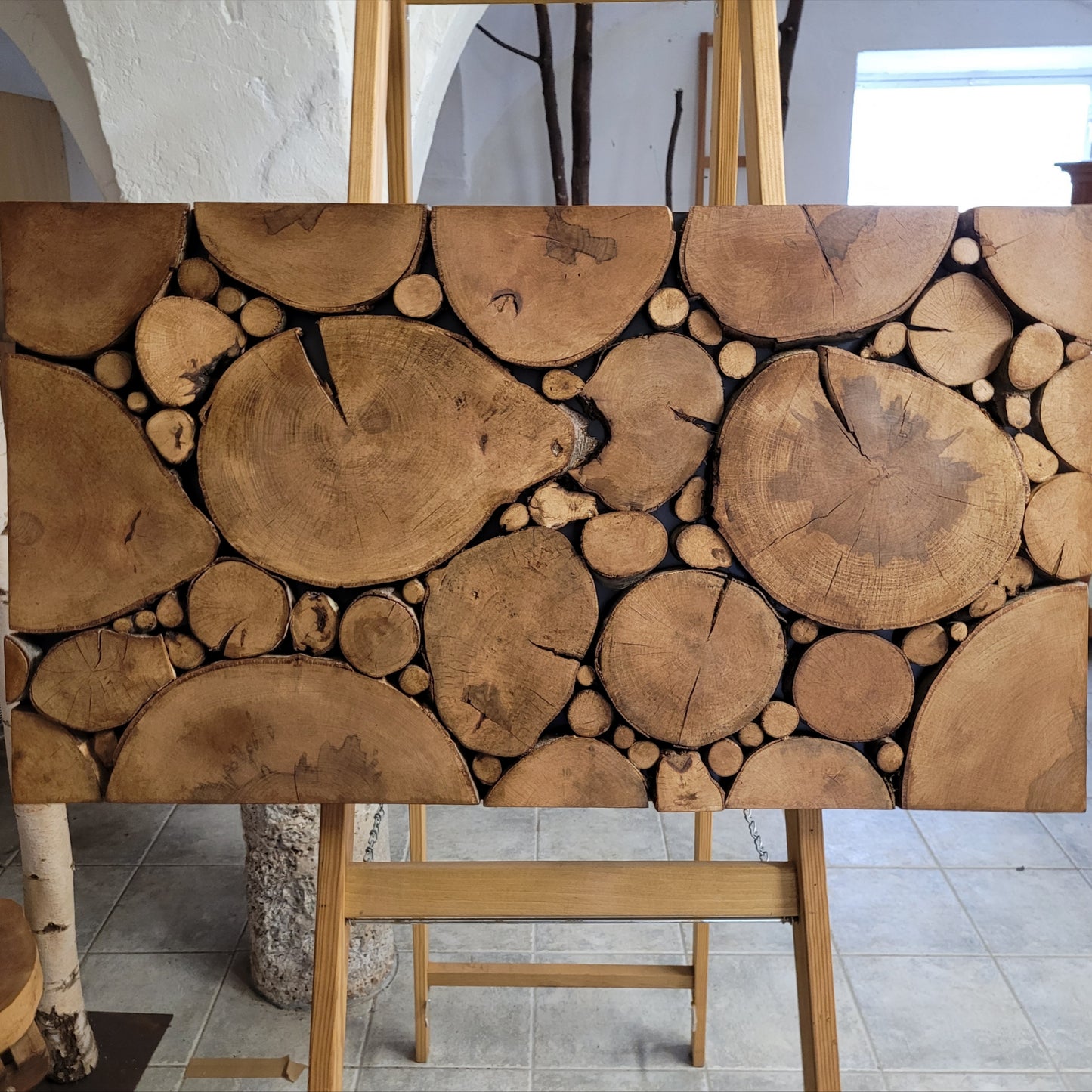 Holzscheibenbild quadratisch