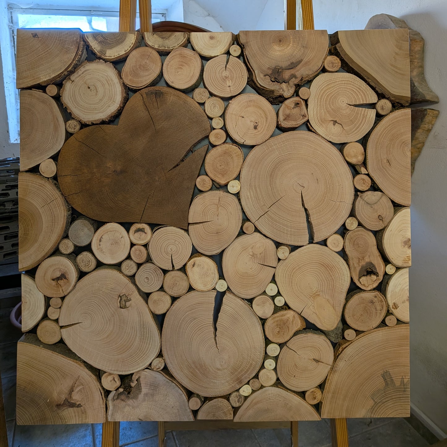 Holzscheibenbild quadratisch